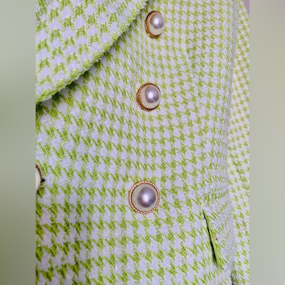 NWT House of Harlow 1960 Lime Green Houndstooth Blazer - Size Small - Picture 5 of 13